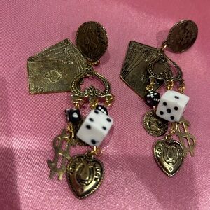Lucky Vintage Gambling Charms & Dice Earrings-Boutique